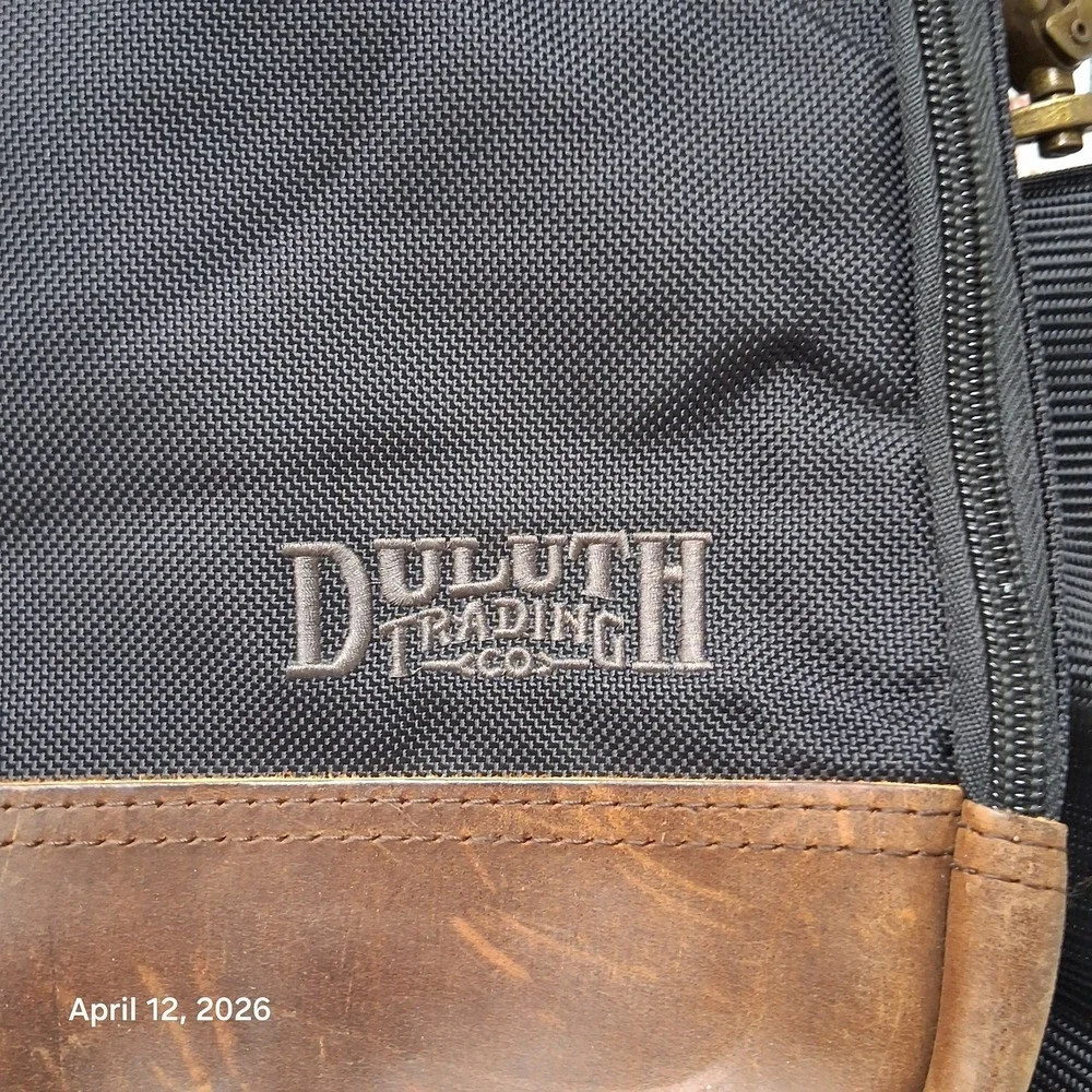 Duluth Trading Co Messenger Bag Navy Blue and Leather Laptop Carrier